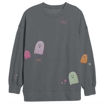 Ghosts Embroidered Patch Applique - Callie Tunic Sweatshirt - Pepper